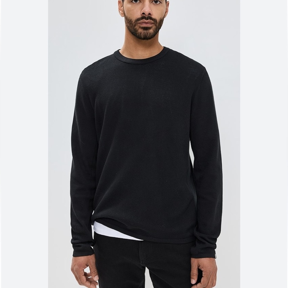 Rag & Bone Black Crewneck Sweater Fine-Knit Classic